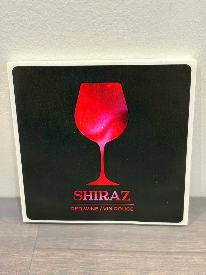 Étiquette Vin Shiraz — 30 étiquettes poly amovibles