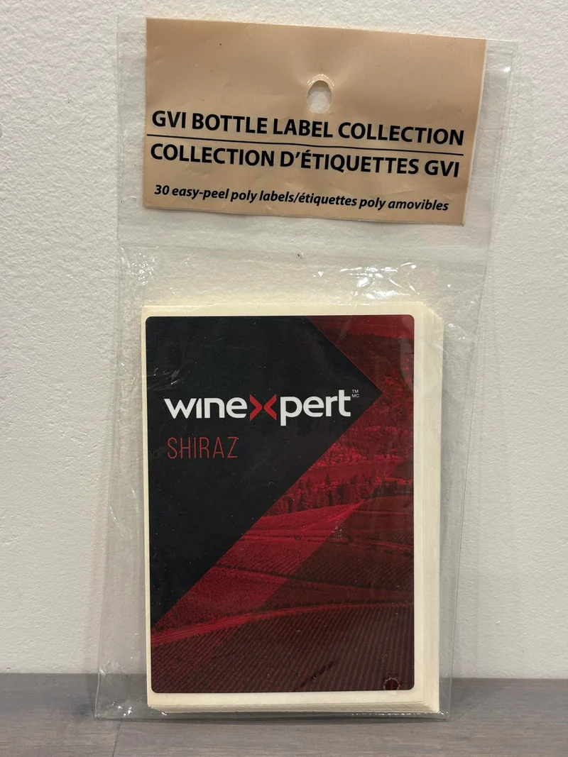Étiquette Vin Shiraz — 30 étiquettes poly amovibles
