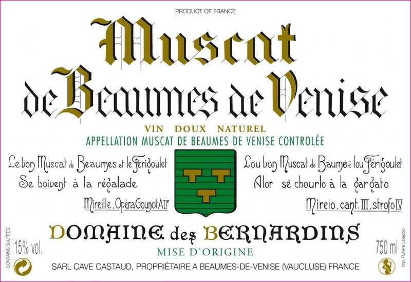 Domaine des Bernardins [DEMO], AOC Muscat de Beaumes-de-Venise, 2025