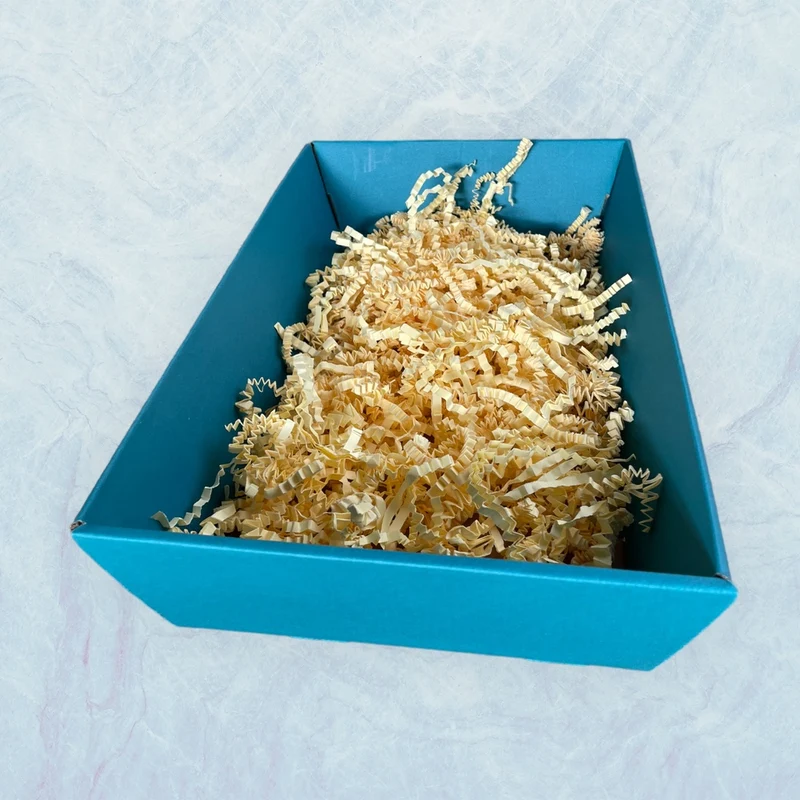 Corbeille carton kraft rectangle bleu 34x21x7.3cm