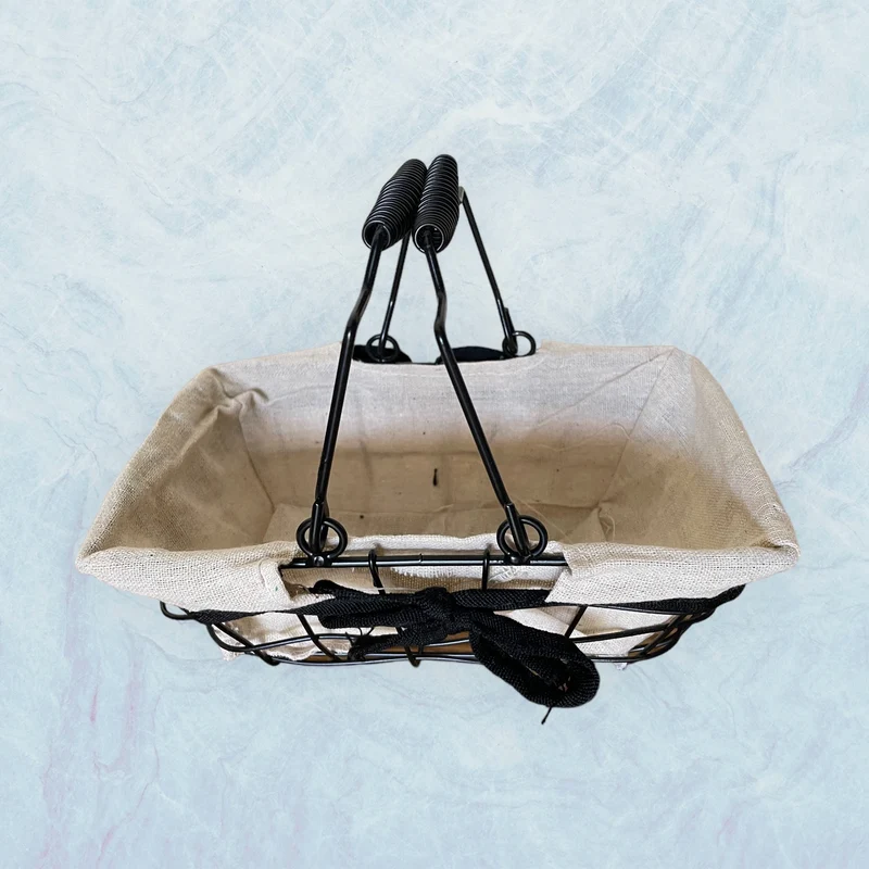 Panier metal rectangle noir anses rabattables 22x14x8cm