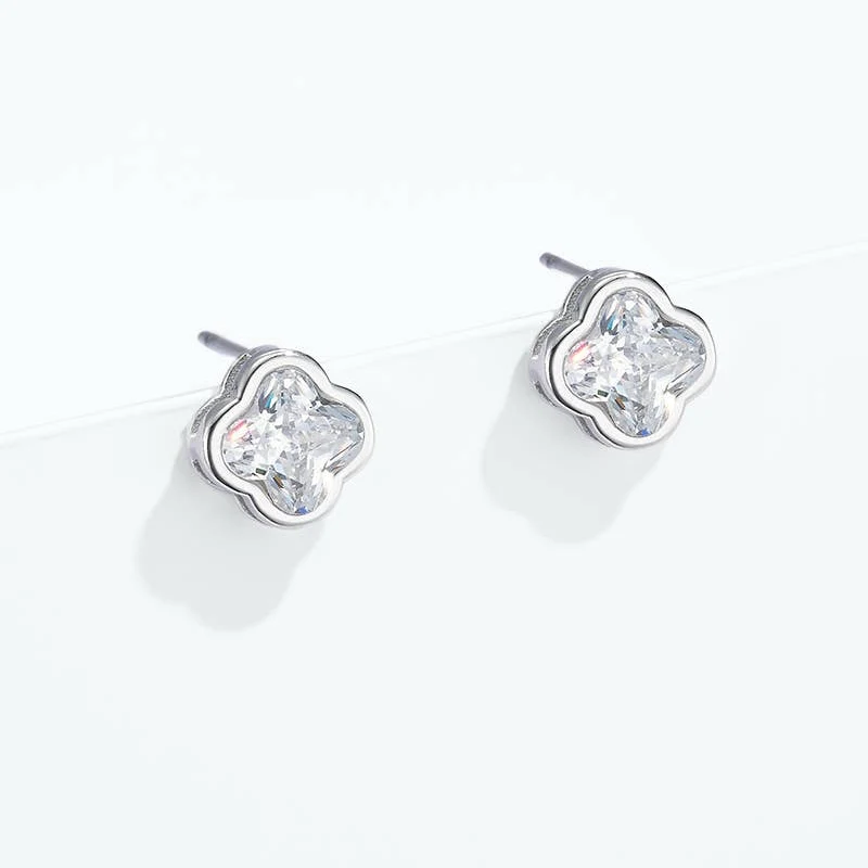 Boucles d'oreille - Trèfle argenté