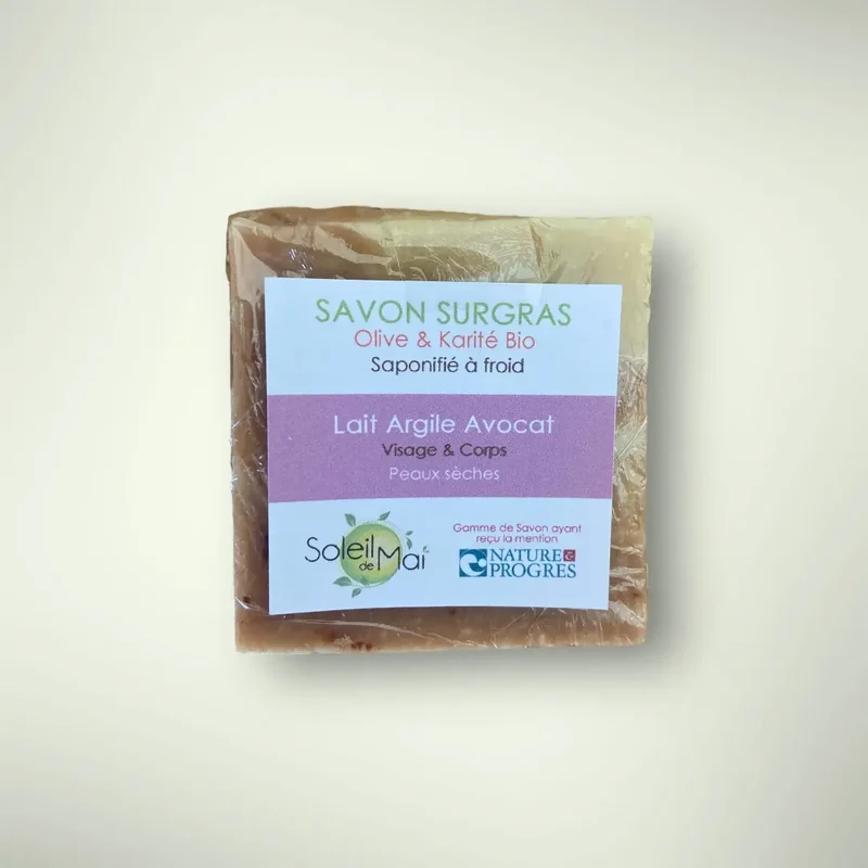 Savon Lait, Argile Rouge et Avocat 100gr