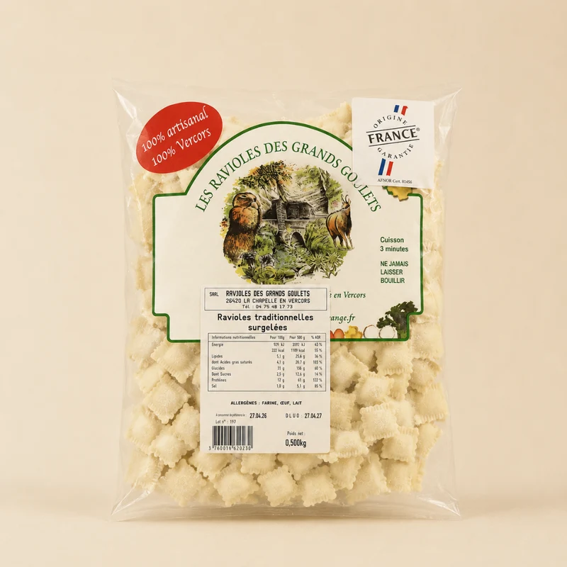 Ravioles Traditionnelles Surgelées | 500g | 1kg