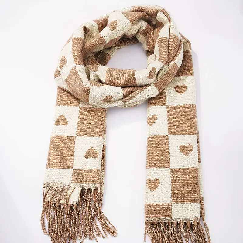 Écharpe - Damier et cœur Beige