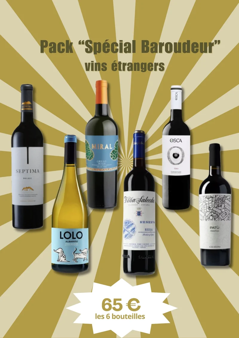 PACK 6 bouteilles Vins étrangers Spécial Baroudeur