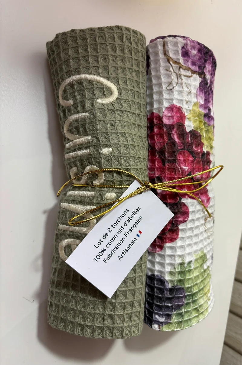 Lot de 2 torchons nid d’abeilles