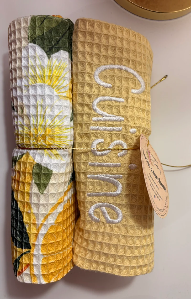 Lot de 2 torchons nid d’abeilles