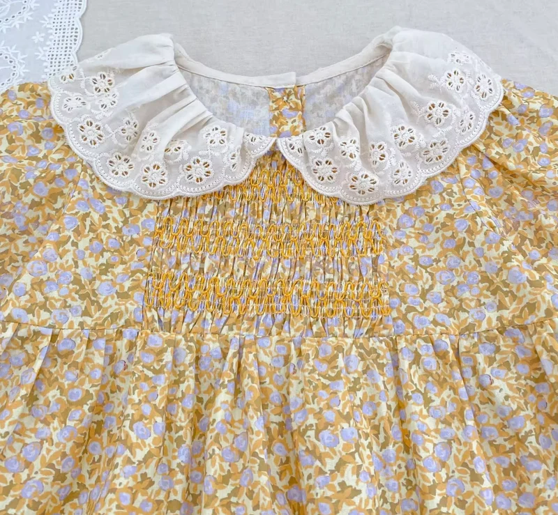 Robe Marguerite florale à col Peter Pan pour bébé et fille – Automne