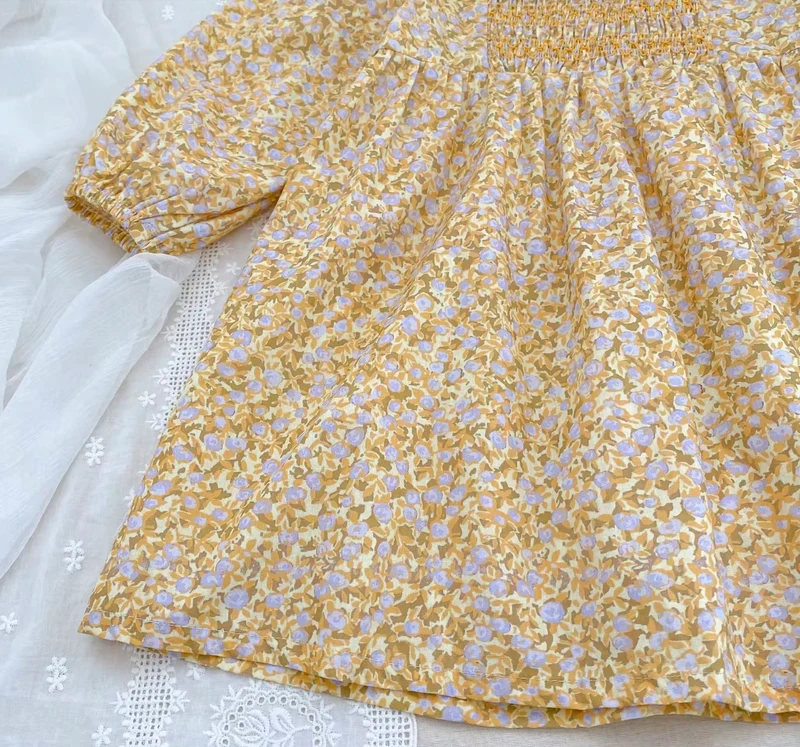 Robe Marguerite florale à col Peter Pan pour bébé et fille – Automne
