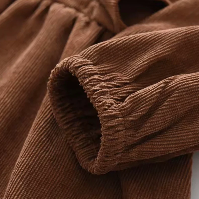 Robe en velours côtelé à volants pour fille – Automne-Hiver