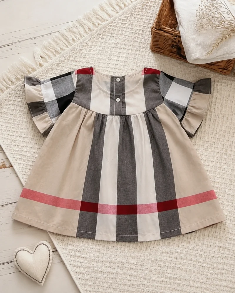 Robe bébé fille style britannique à carreaux – Automne-Hiver