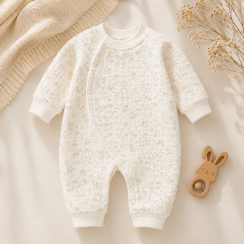 Combinaison unisexe en polaire et coton imprimé lapins – Automne-Hiver