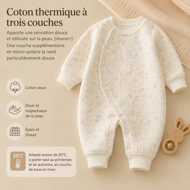 Combinaison unisexe en polaire et coton imprimé lapins – Automne-Hiver