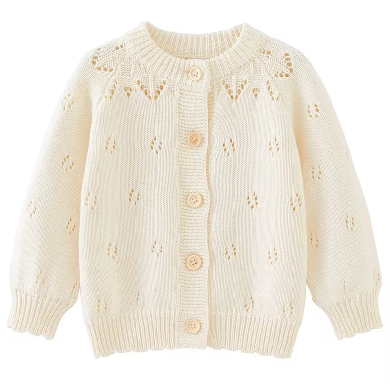 Cardigan fille ivoire & rose Vichy