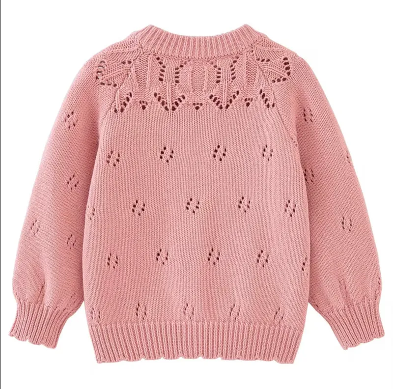 Cardigan fille ivoire & rose Vichy