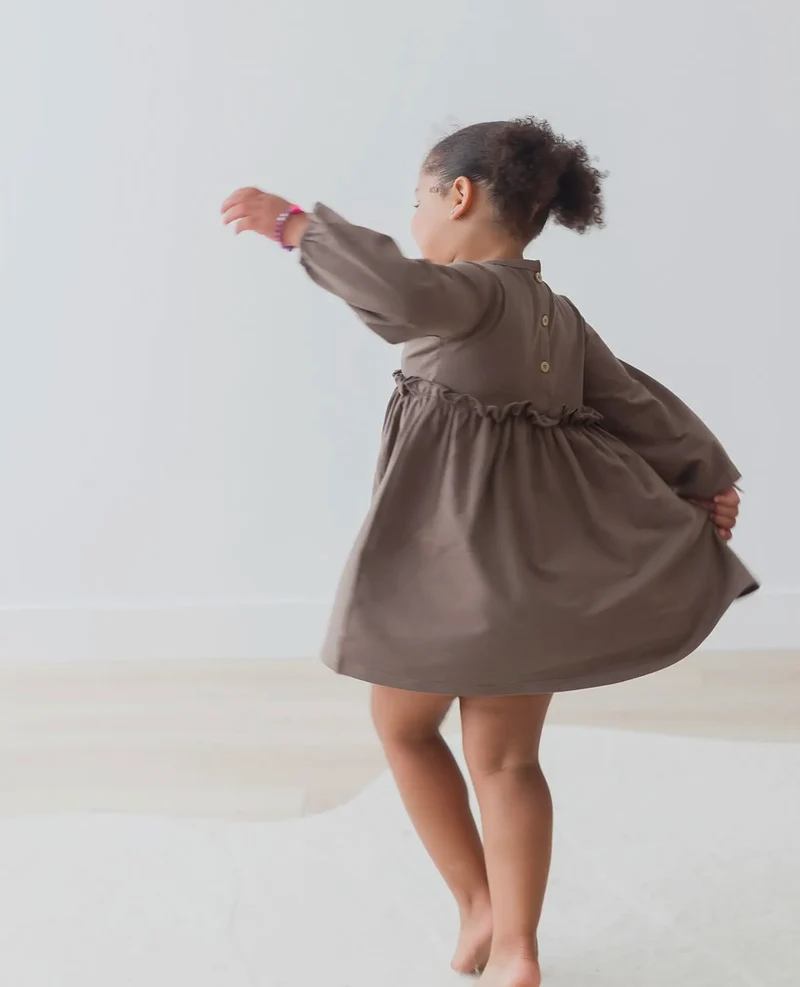 Robe en jersey à manches longues Walnut coton bio