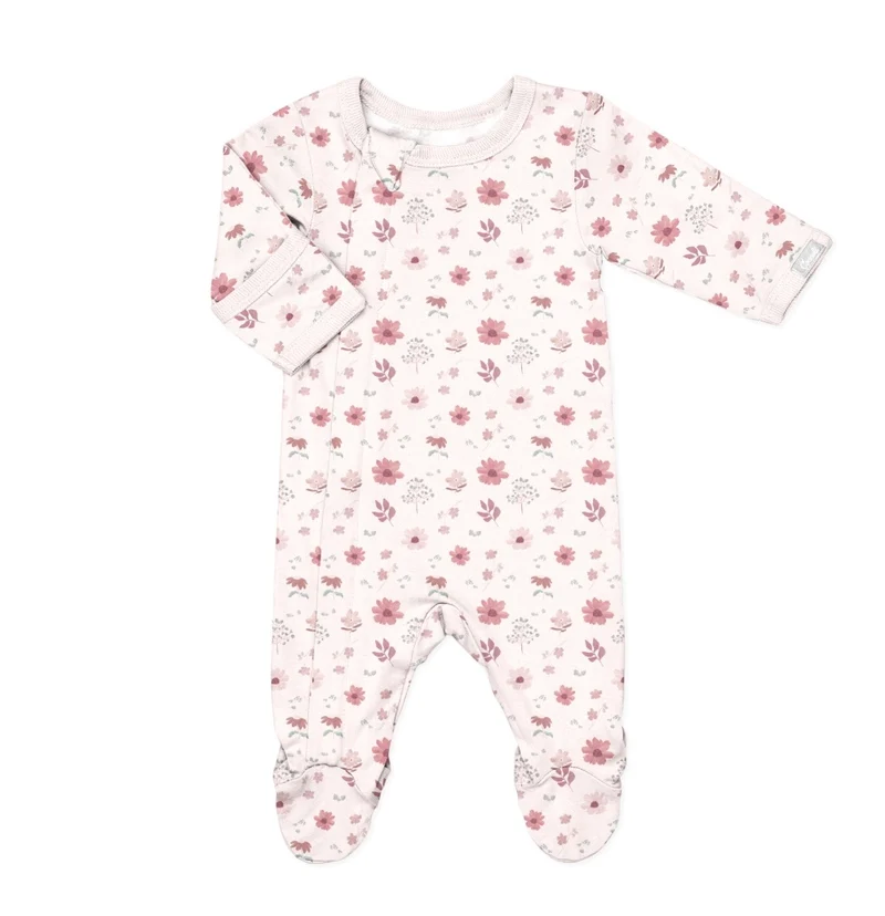 Footie modal zipper floral on rosewater Coccoli