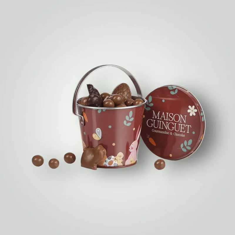 Seau en metal - Lapin et chocolats - 130g
