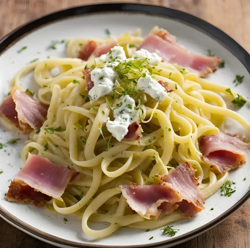 Box " Pâtes à la Sauce Chèvre et Poireau, avec Chips de Jambon Sec 🍝 " - Pour 4 personnes