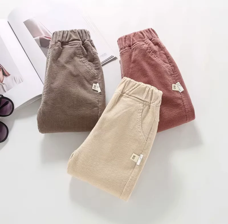 Pantalons pour filles en velours côtelé motif lapin – Kali