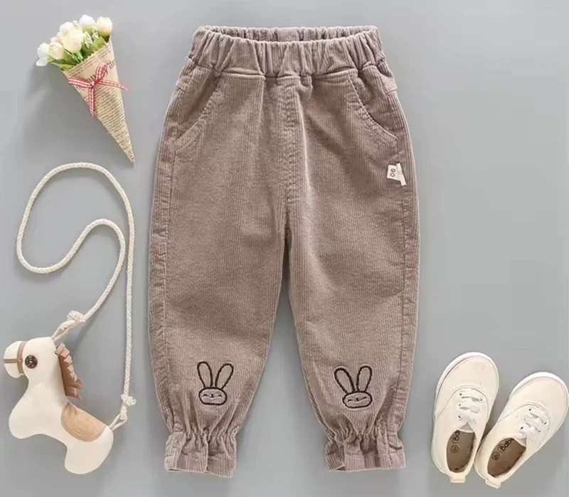 Pantalons pour filles en velours côtelé motif lapin – Kali