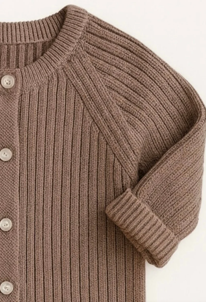 Combinaison bébé garçon tricot coton – Kaki lilas