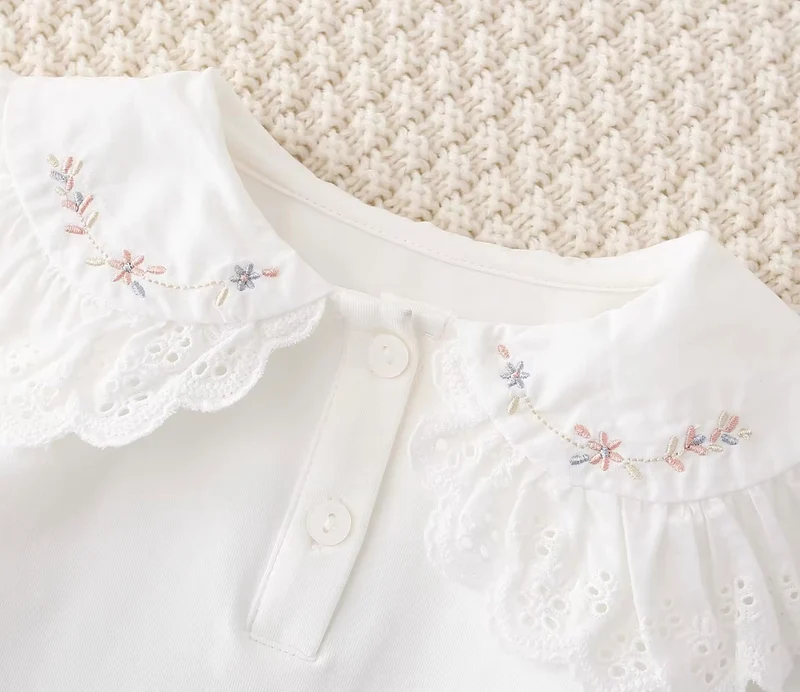 Blouse bébé fille manches longues coton fleurie brodée