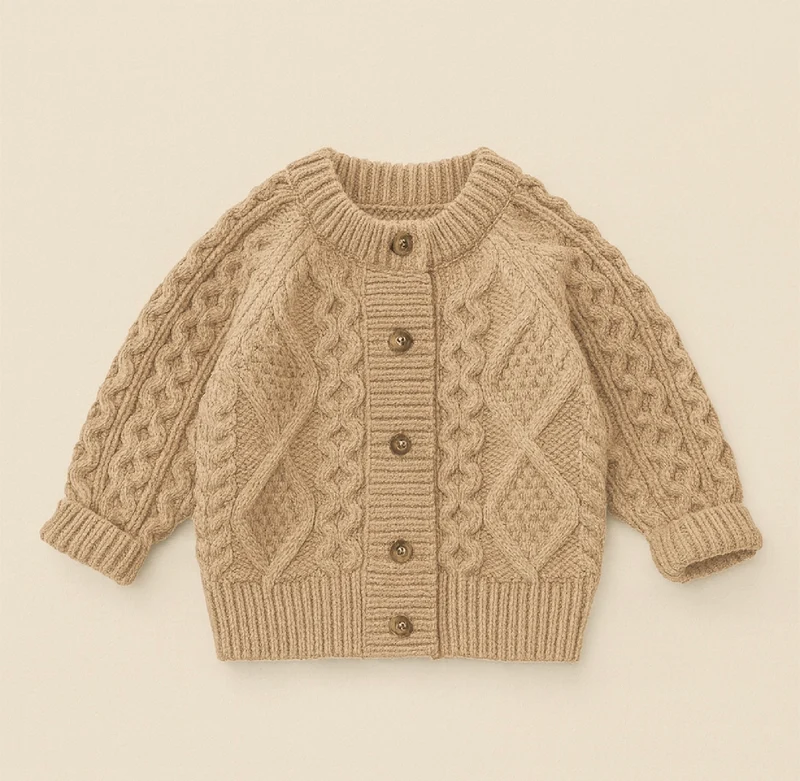 Cardigan filles automne-hiver tricot café et marron – Kali