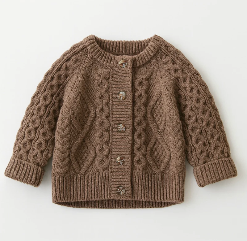 Cardigan filles automne-hiver tricot café et marron – Kali