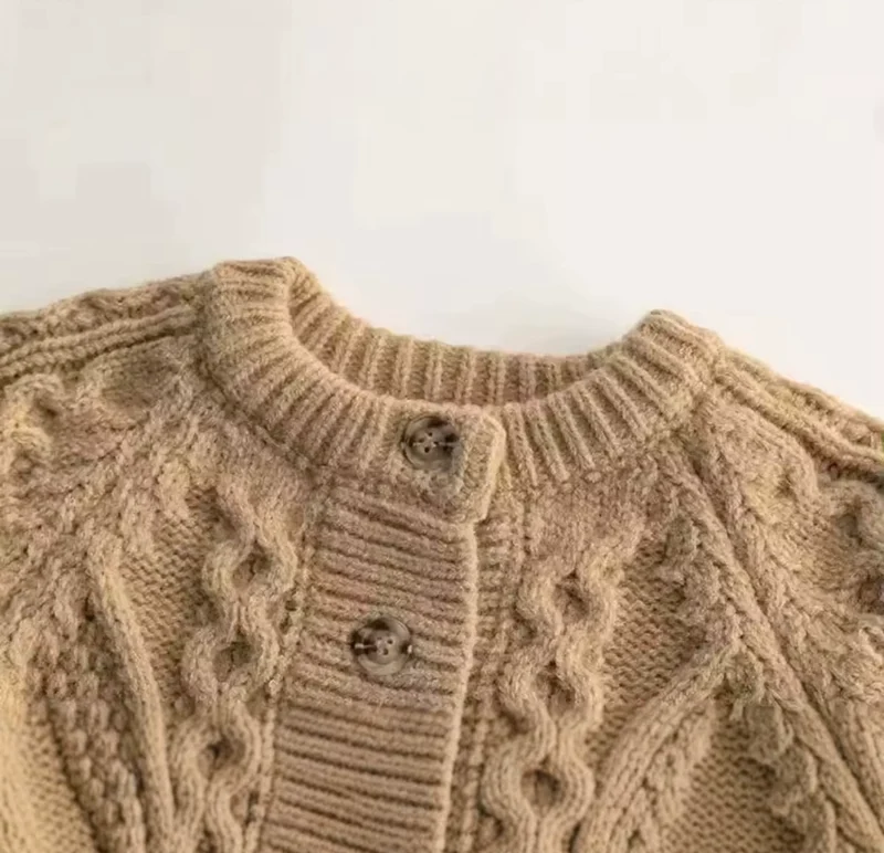 Cardigan filles automne-hiver tricot café et marron – Kali