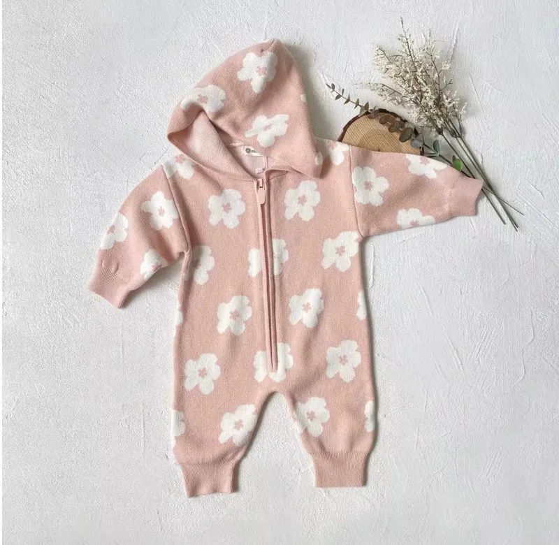 Combinaison bébé fille à capuche fleurie – Kali