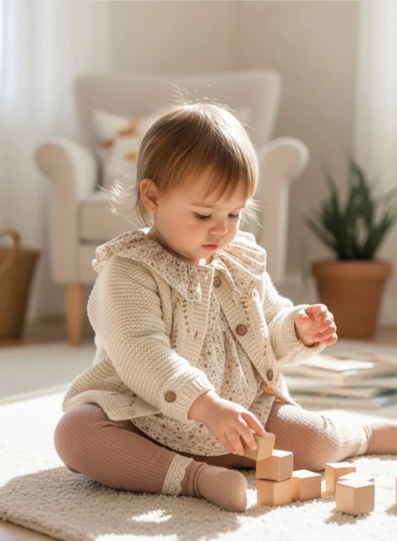 Leggings bébé & enfant coton doux dentelle – Kaki Lilas