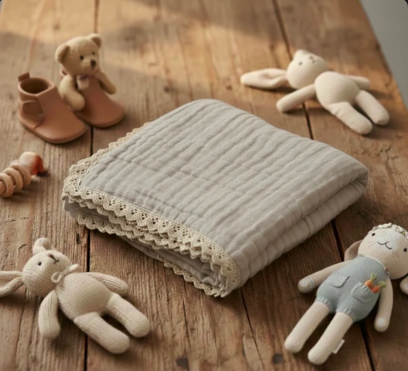 Couverture en mousseline pour bébé bohème douce en coton – Kali