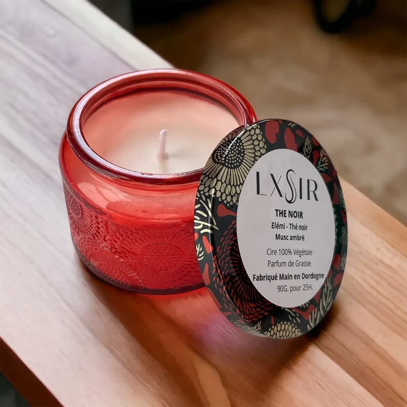 Bougie artisanale cire vegetale - The noir - 90gr - 25hr