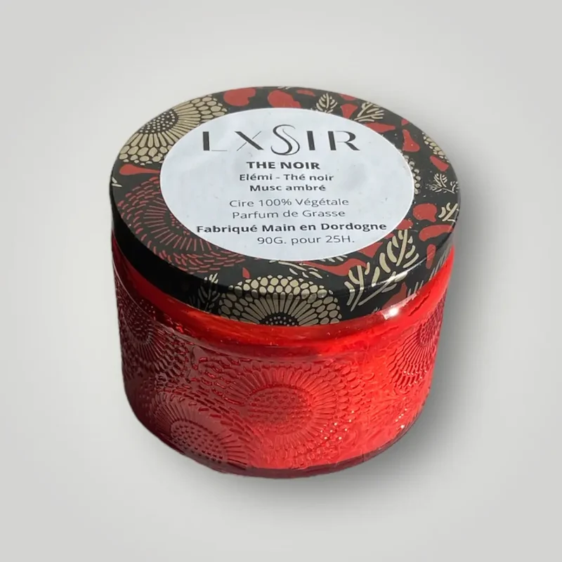 Bougie artisanale cire vegetale - The noir - 90gr - 25hr