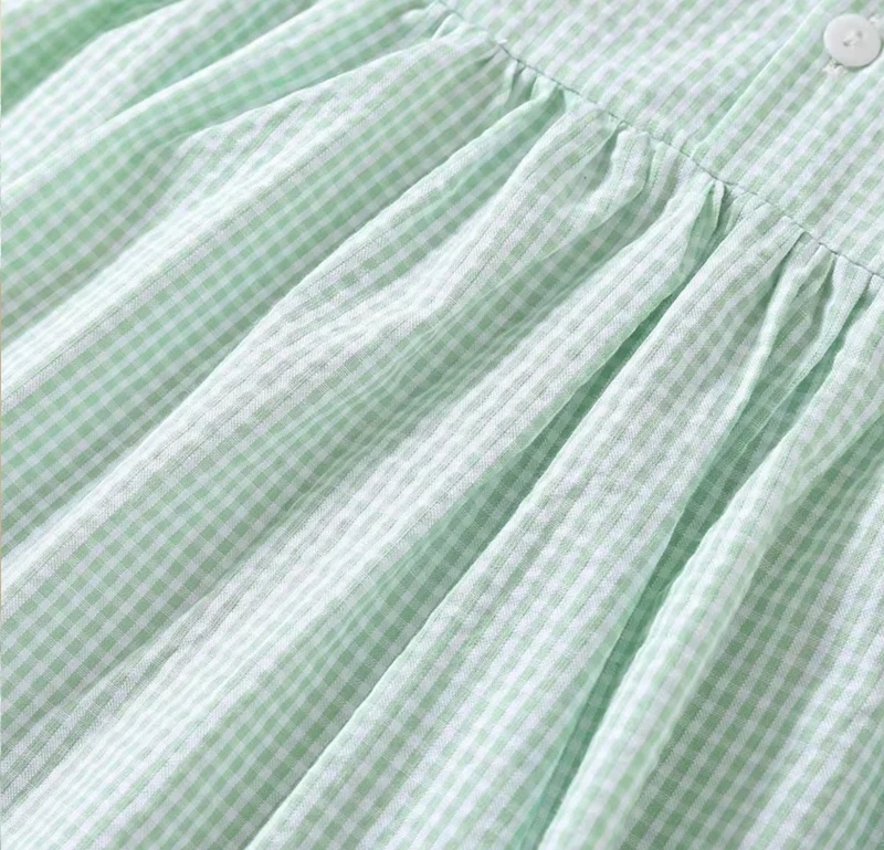 Robe bébé fille en coton à carreaux verts