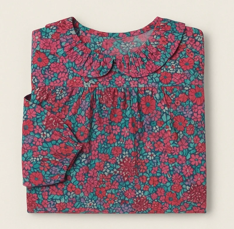 Robe pour filles en coton fleurs fuchsia – Kali