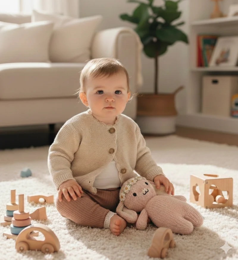 Cardigan bébé fille coton beige doux – Kali