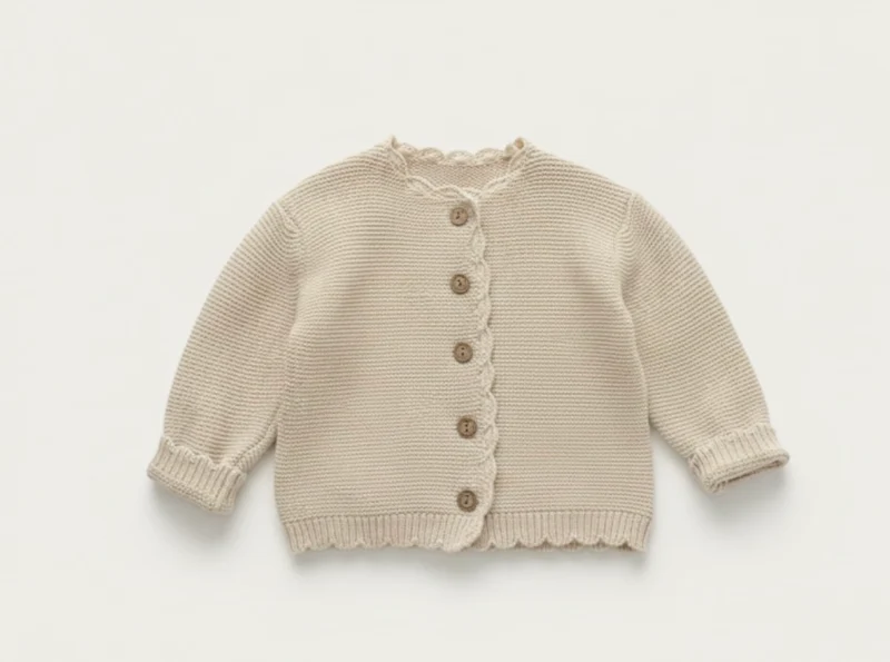 Cardigan bébé fille coton beige doux – Kali