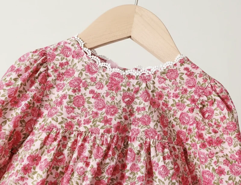 Ensemble filles deux pièces robe florale avec cardigan doux– Kaki lilas