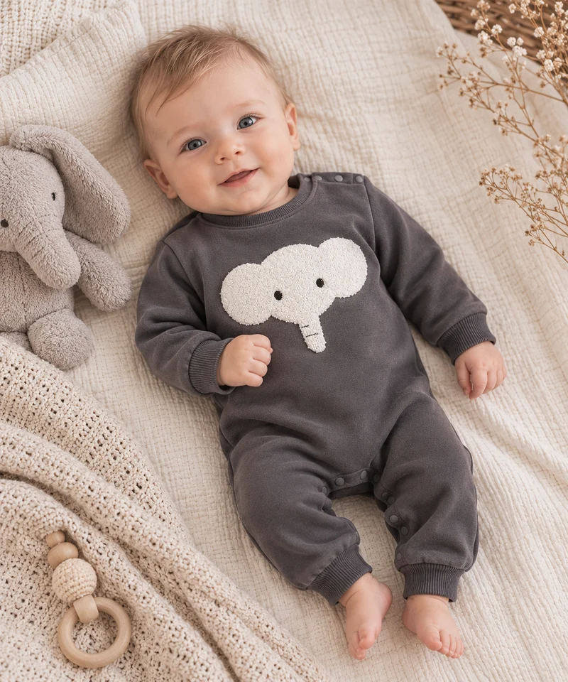 Combinaison bébé garçon motif éléphant en coton doux – Kali