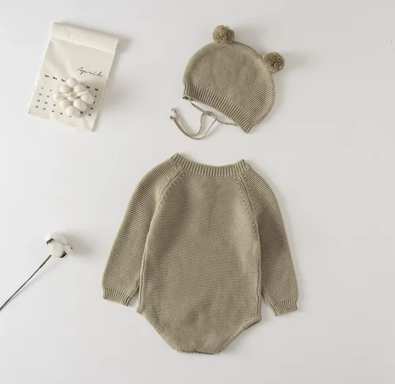 Combinaison bébé garçon tricot coton doux + bonnet – Kali