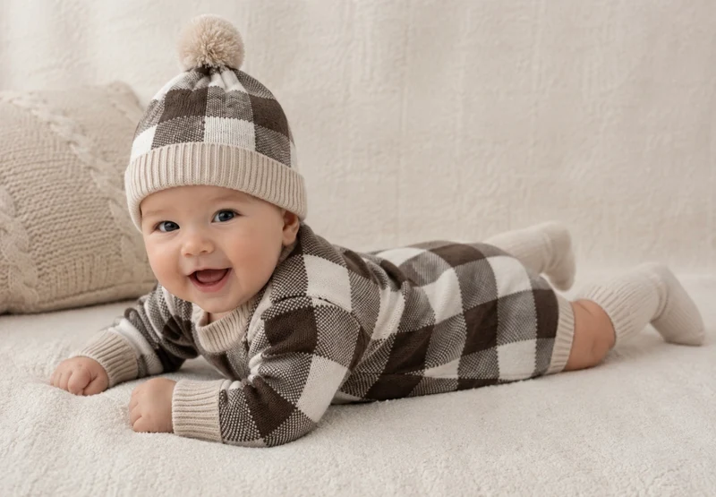 Combinaison bébé garçon carreaux manches longues – Kali