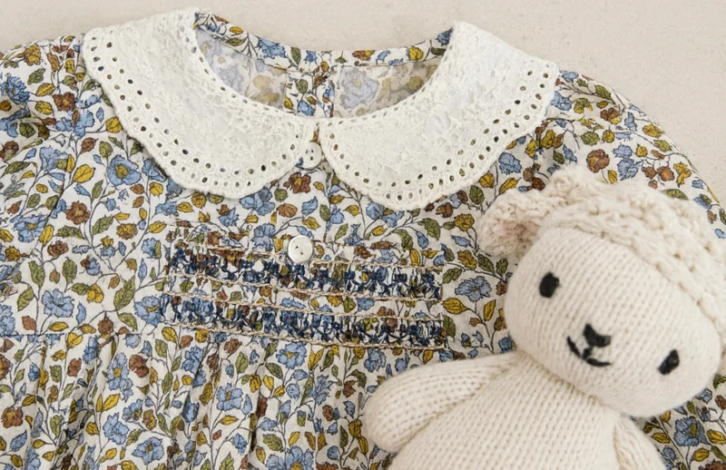 Robe pour filles automne-hiver à fleurs rétro – Kali