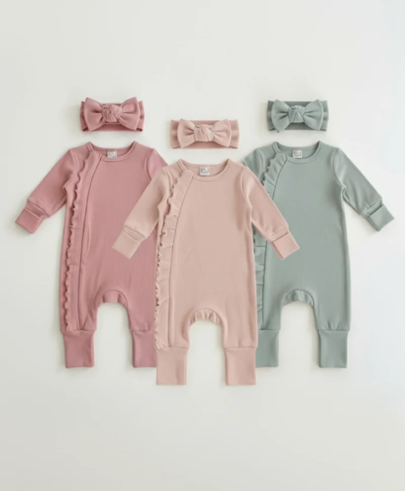 Combinaison bébé fille avec bandeau en coton doux – Kali