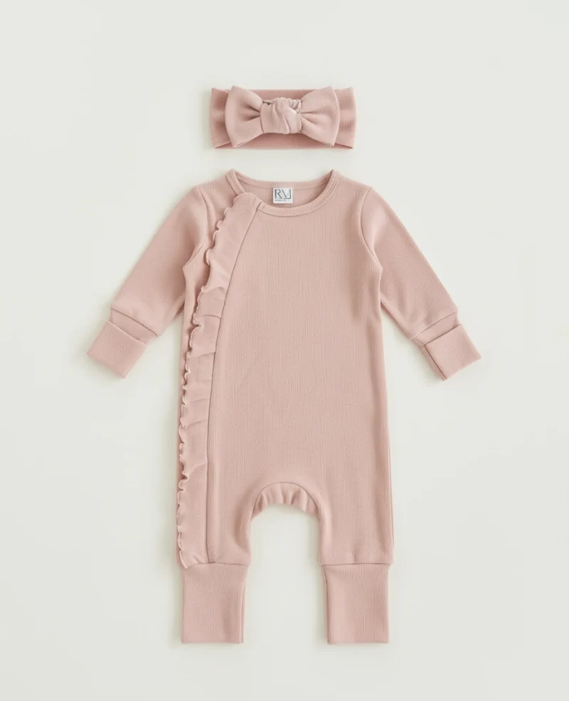 Combinaison bébé fille avec bandeau en coton doux – Kali