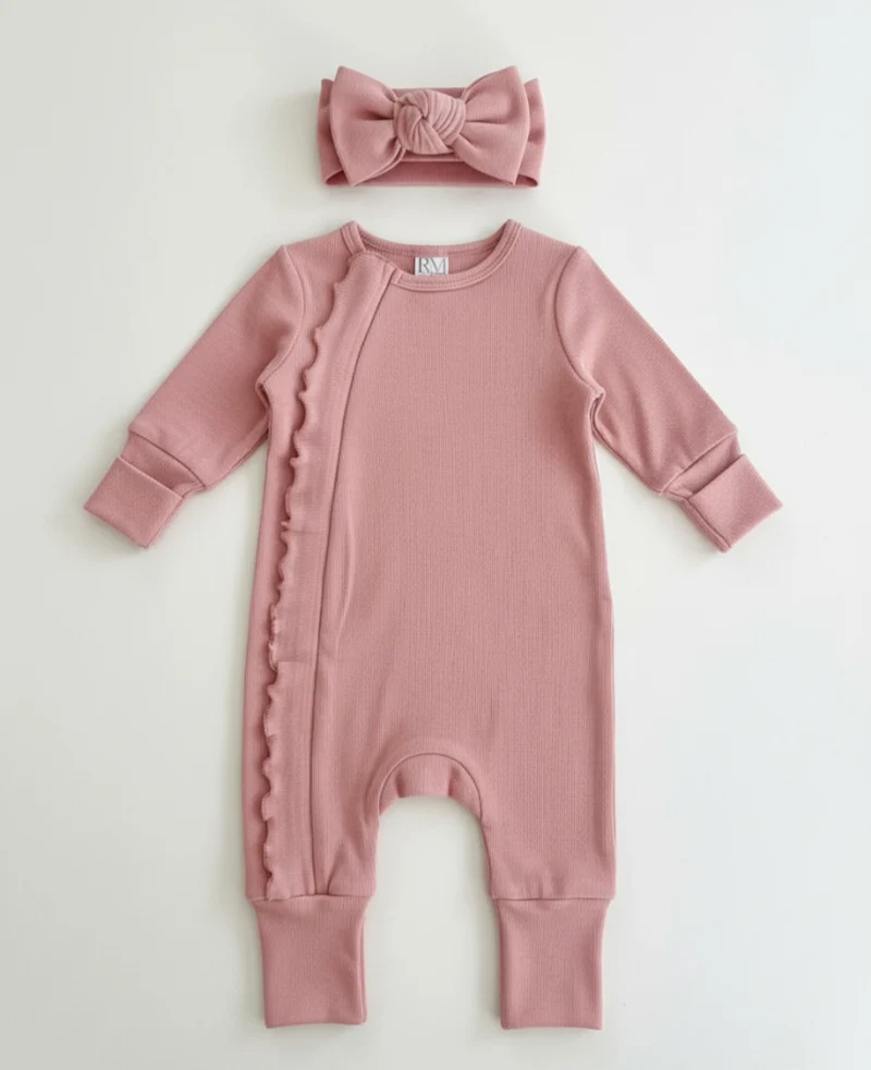 Combinaison bébé fille avec bandeau en coton doux – Kali
