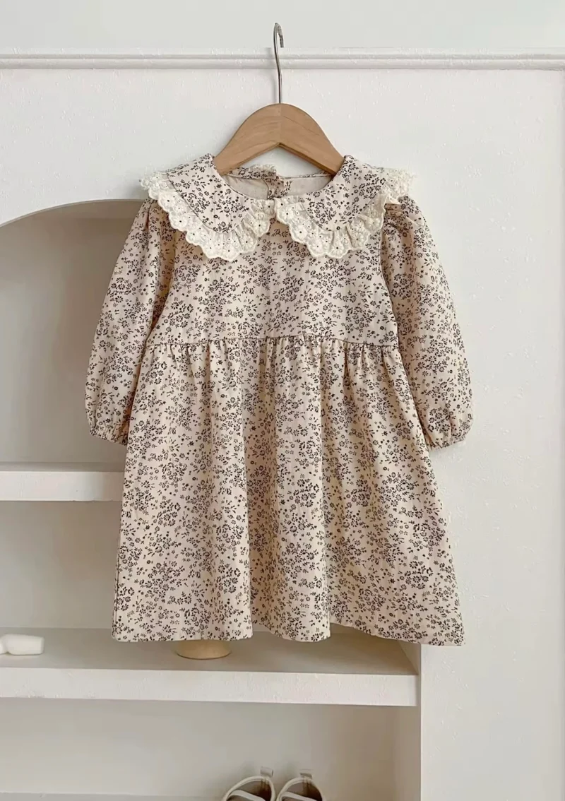 Robe fille coton fleurs brunes Kali
