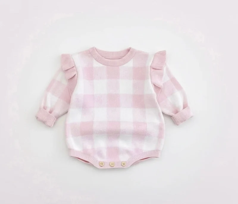 Barboteuse bébé fille en coton doux à manches longues